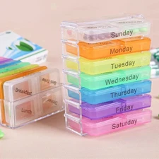 Daily Pill Box Weekly Organizer Case Medicine Storage Travel Holder 7 Days