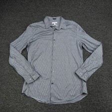 Calvin Klein Shirt Mens Medium Gray Slim Fit Button Down Long Sleeve Pattern