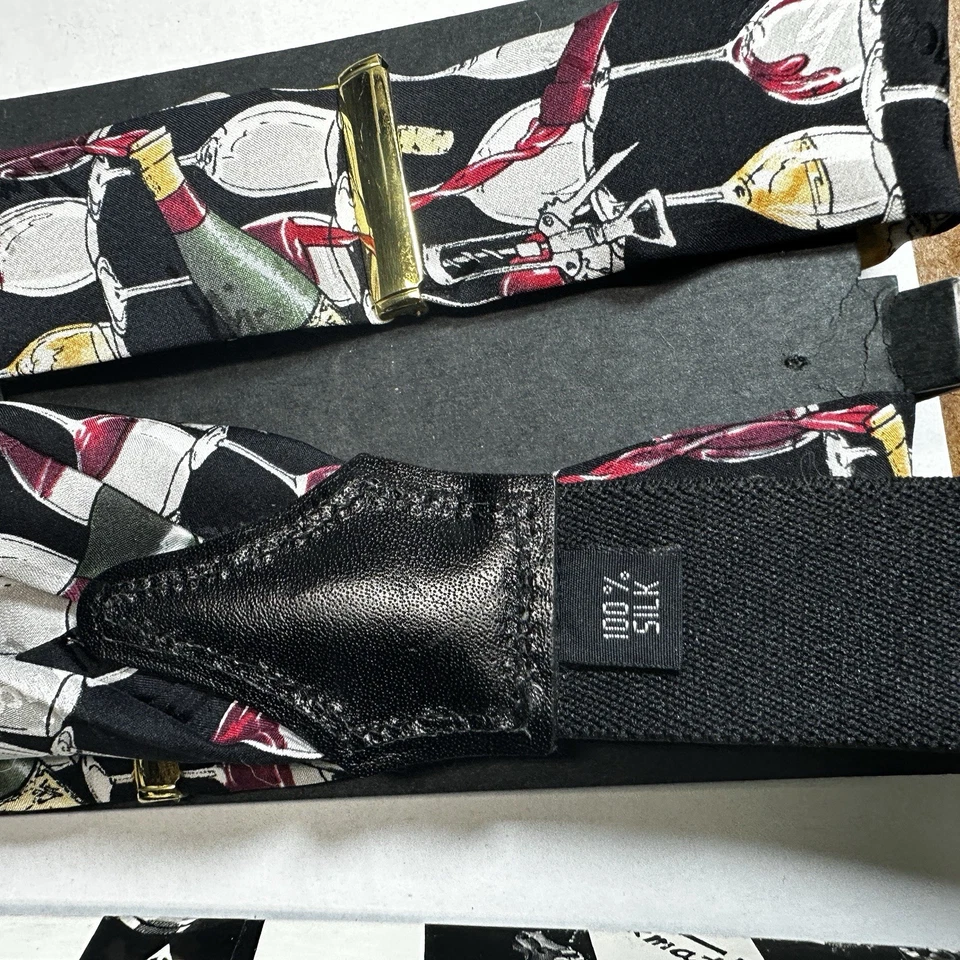 Suspensórios Nicole Miller Knightwear tema vinho seda estilo anos 90 - Imagem 4 de 4