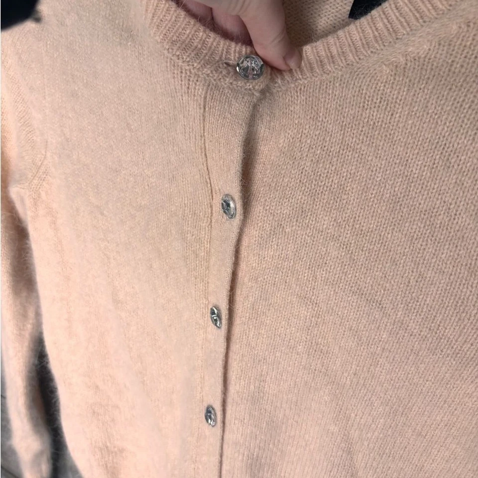 Moda International small pink angora rabbit hair sequin button Cardigan Sweater - Image 4 of 4