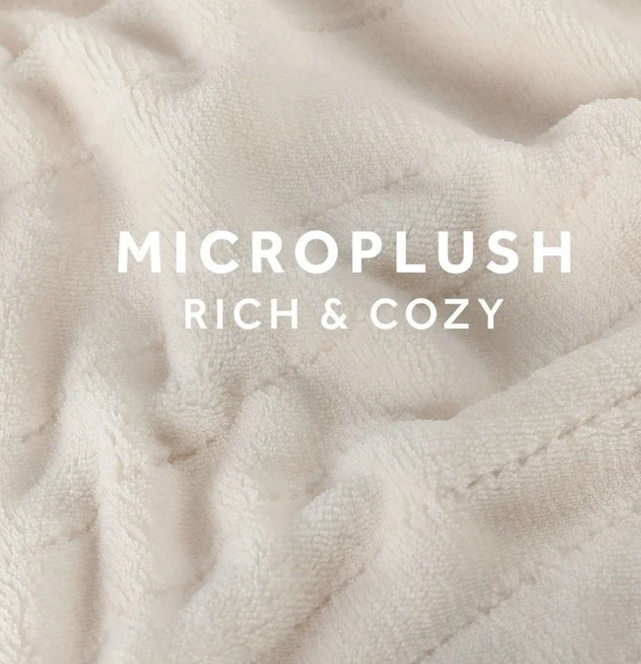 Sunbeam Off White/Cream Microplush Softer Heated Throw. Size 50 In. X 60 In. New - Image 3 of 4