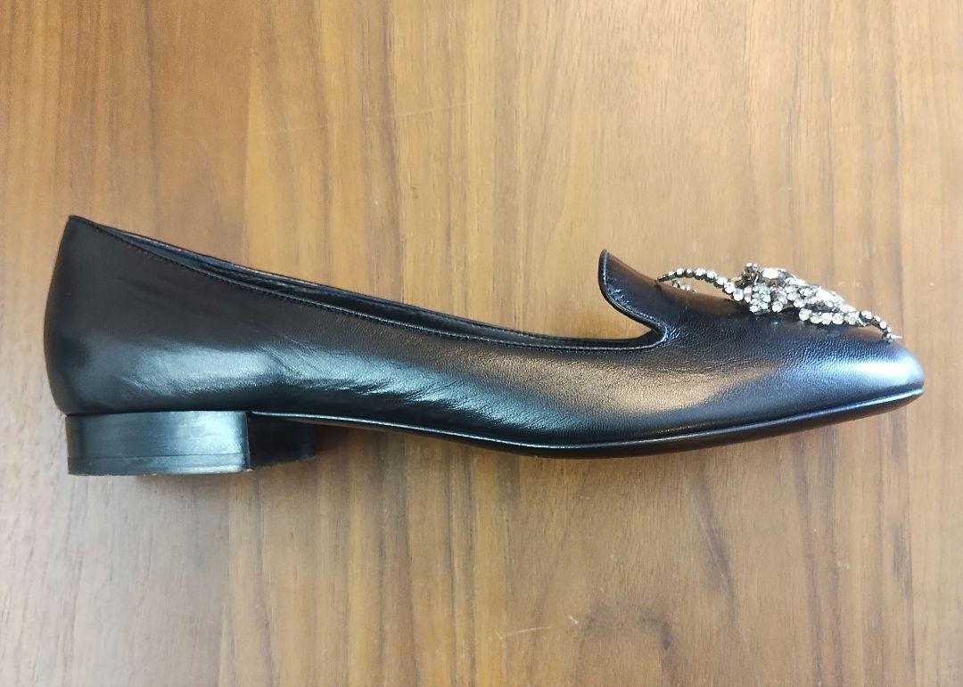 YSL Saint Laurent Spider Jewel Smoking Loafers Shoes Black Leather