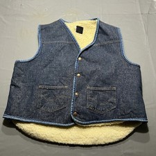 Vintage Sears Roebucks Vest XL Blue Denim Sherpa Lined Western