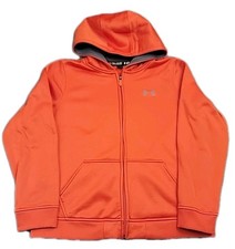 Under Armour Hoodie Sweatshirt Jacket Youth XLarge Orange Full Zip Pockets Logo