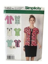Simplicity 1462 R5 Misses Top Blouse Tunic Sizes 14-22 Sleeve Trim Variations