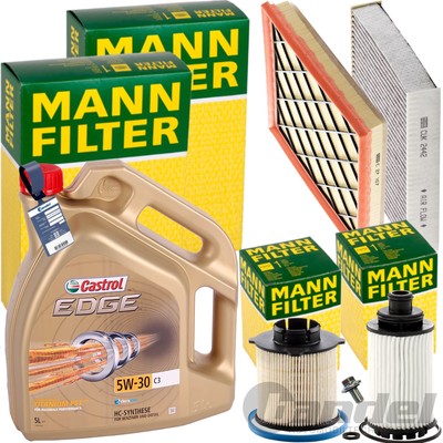 MANN INSPEKTIONSPAKET+5L CASTROL 5W30 MOTORÖL passend für OPEL ZAFIRA C 2.0 CDTI