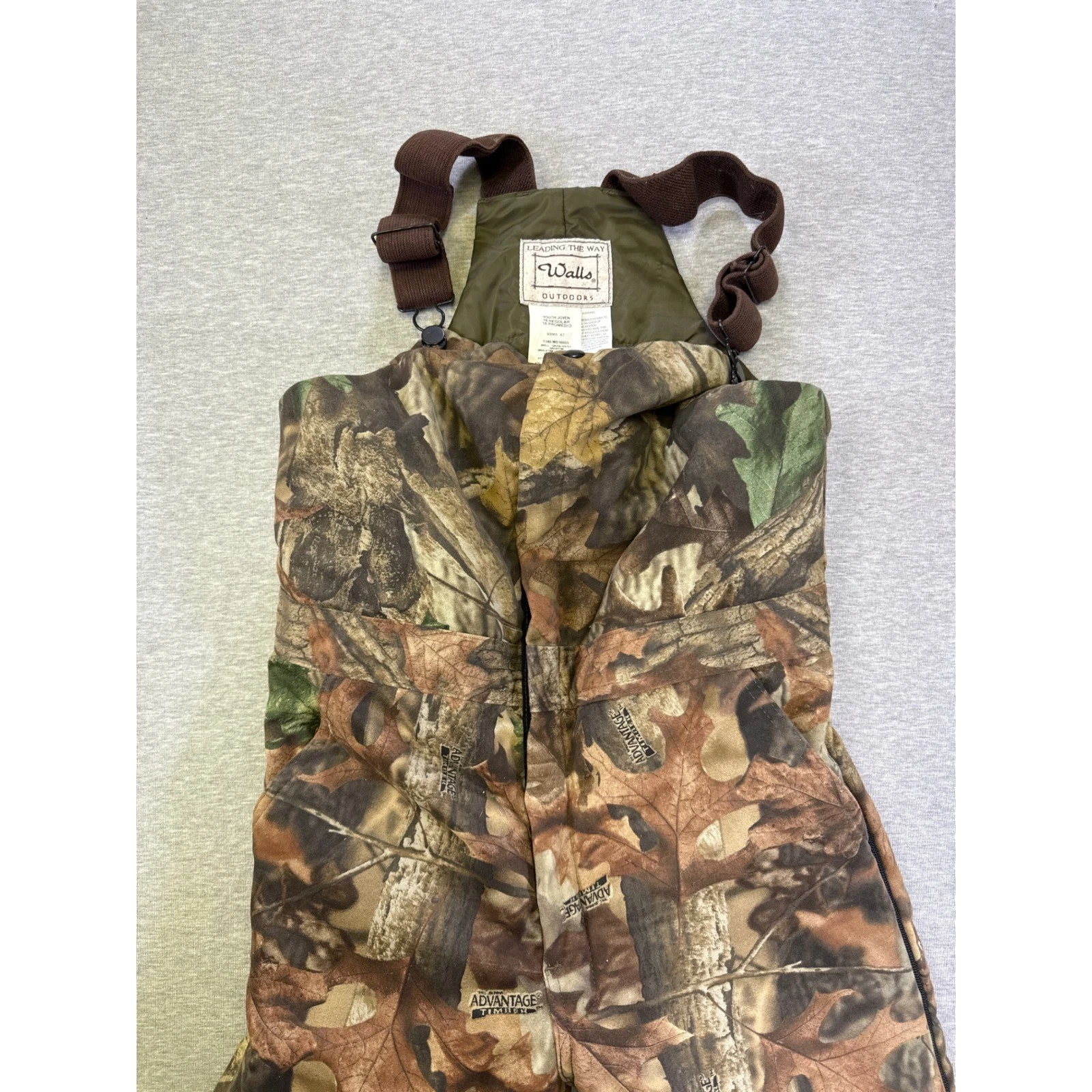 Walls Outdoors Youth 18 Regular Advantage Timber Camo Insulated Hunting Bibs
