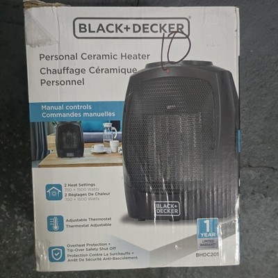 BLACK+DECKER BHDC201 Ceramic Portable Heater 1500W Black 2-Heat Safety