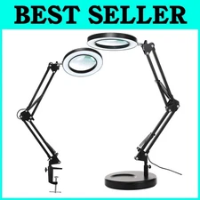 LED Magnifying Glass Lamp - Adjustable Brightness and Color