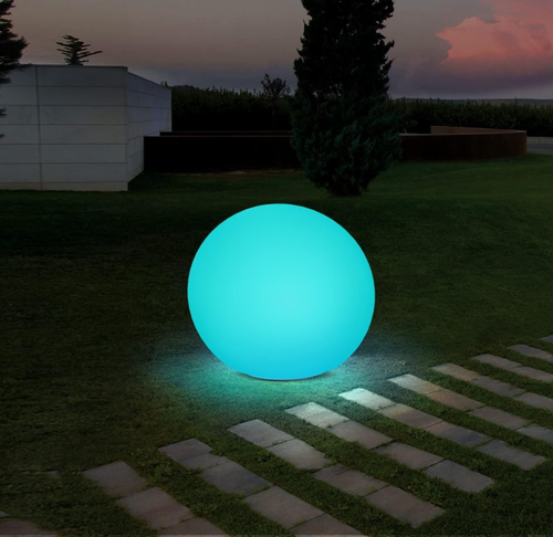 Infray 12-Inch LED Solar Ball Light, RGB Color Changing Outdoor Garden Lamp