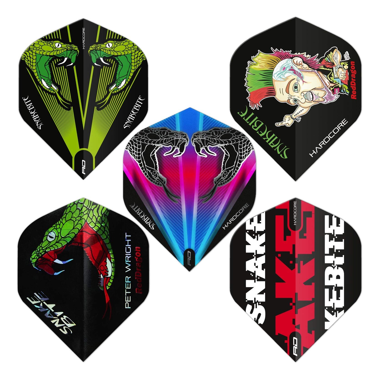 RED DRAGON Peter Wright Snakebite Pacchetto di Volo Hardcore Assortito - (i9D)