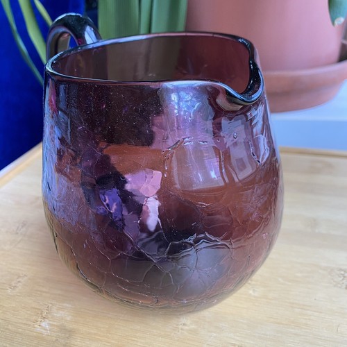 Blenko Amethyst Purple CRACKLE Glass PITCHER #3750L 6" Pitcher Rare - Picture 4 of 8