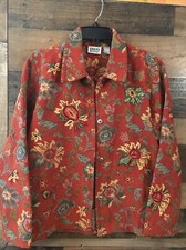 CHICO'S DESIGN Jacket Women Size 1 Embroidered Boho Floral Asian Cottagecore