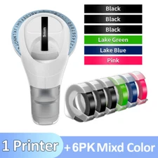 Dymo Embossing Label Maker with 6 Color Label Tapes 3/8" Dymo Omega Xpress Maker