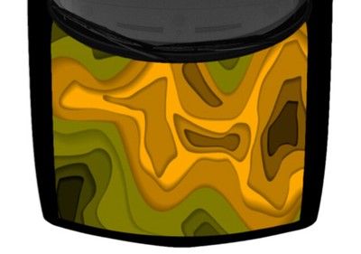Abstract Yellow Topographic Map Truck Hood Wrap Vinyl Car Graphic Decal 65x58''