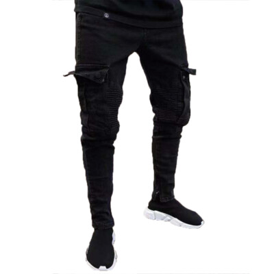 Mens Casual Simple Skinny Denim Pants 