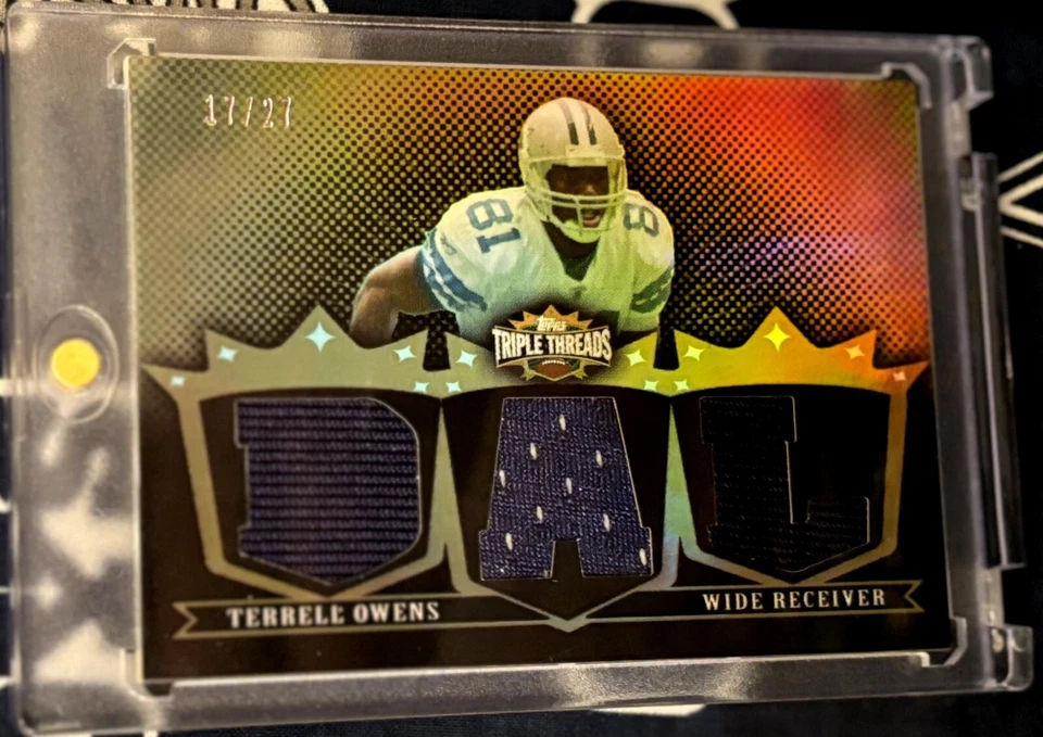 2007 Topps TRIPLE THREADS SEPIA Holo Dallas Cowboys TERRELL OWENS DUAL JERSEY 27 - Image 2 of 4