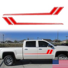 2pcs 68 Red Hockey Stripe Side Door Fender Decal Stickers For Gmc Sierra 1500