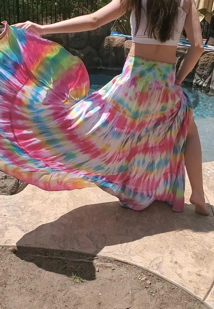 High low skirt rainbow top