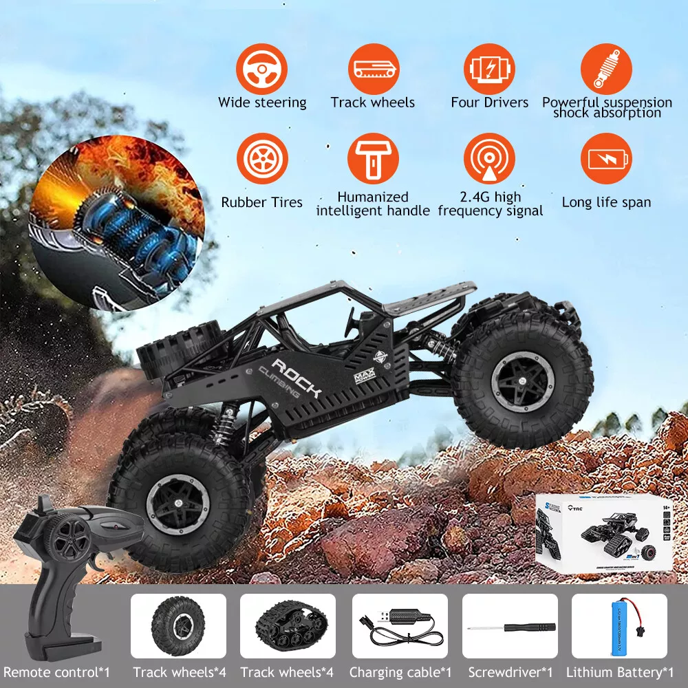 4DRC 1:14 Rock Crawler Rechargeable RC Remote Control Off Road Car Truck  4WD USA