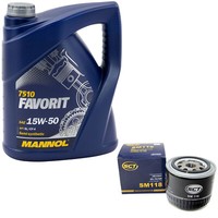 MotoröL Set 15W50 5 Liter + ÖLfilter SM 118 FüR Opel Arena Renault Megane 1.9