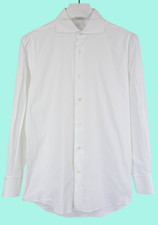 SUITSUPPLY Formal Shirt Men's MEDIUM Button Up Cutaway Collar White Long Sleeve