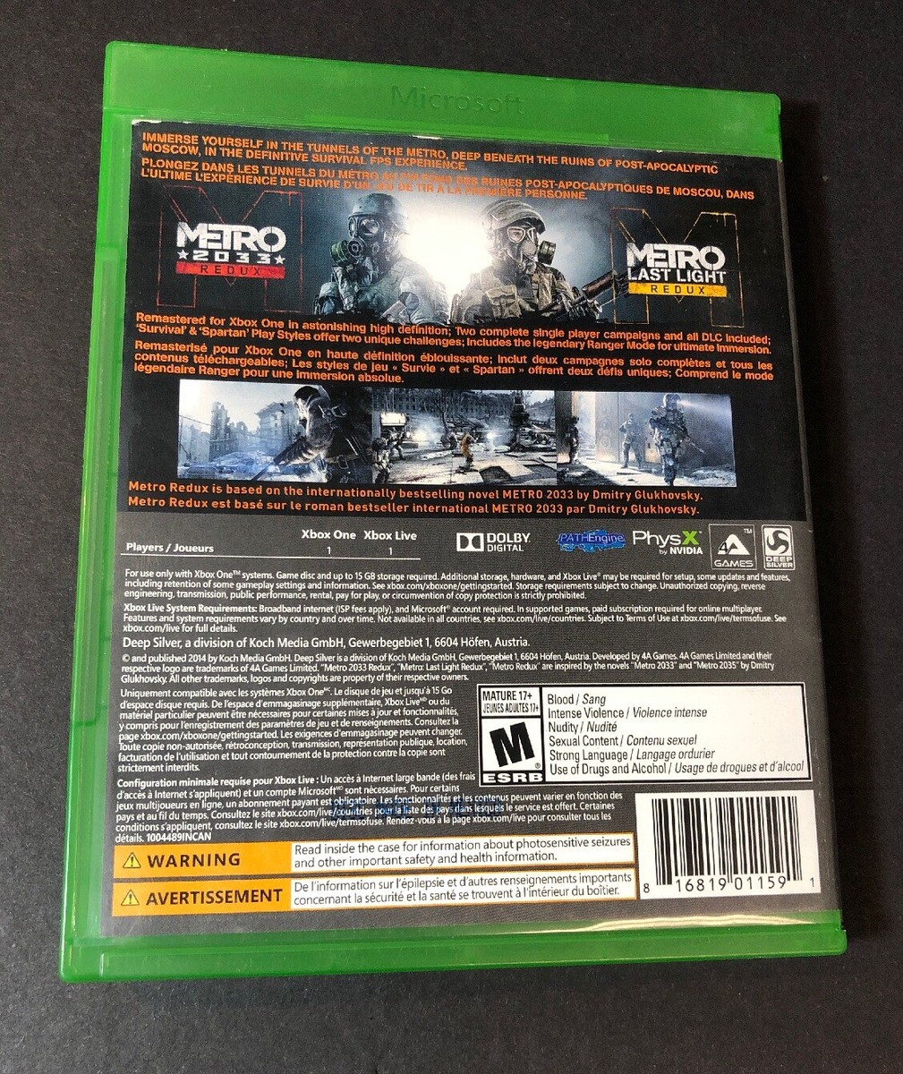 Metro Redux [ 2033 + Last Night ] (XBOX ONE) USED | eBay