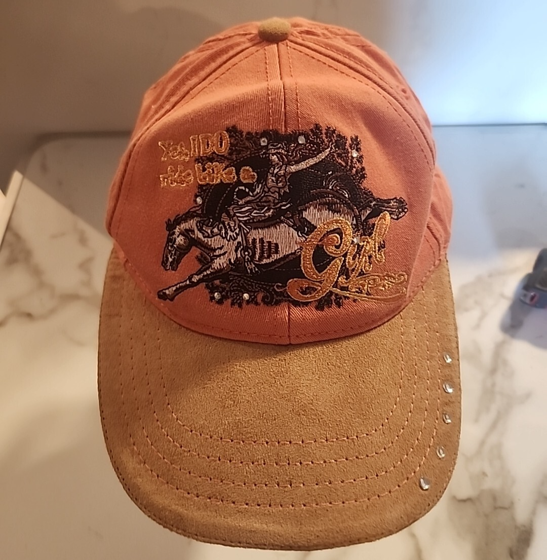 PONY Cappello ricamato "Yes I Do Ride Like A Girl" berretto a sfera coda di cavallo foro strapback