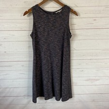 LOFT Sleeveless Knit Tank Mini Dress Size Small Gray Pink Heather Rayon Blend
