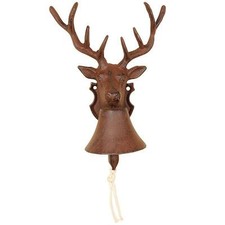 Türglocke Hirschkopf Gusseisen Antik Design rostbraun Wandglocke Haustür Glocke