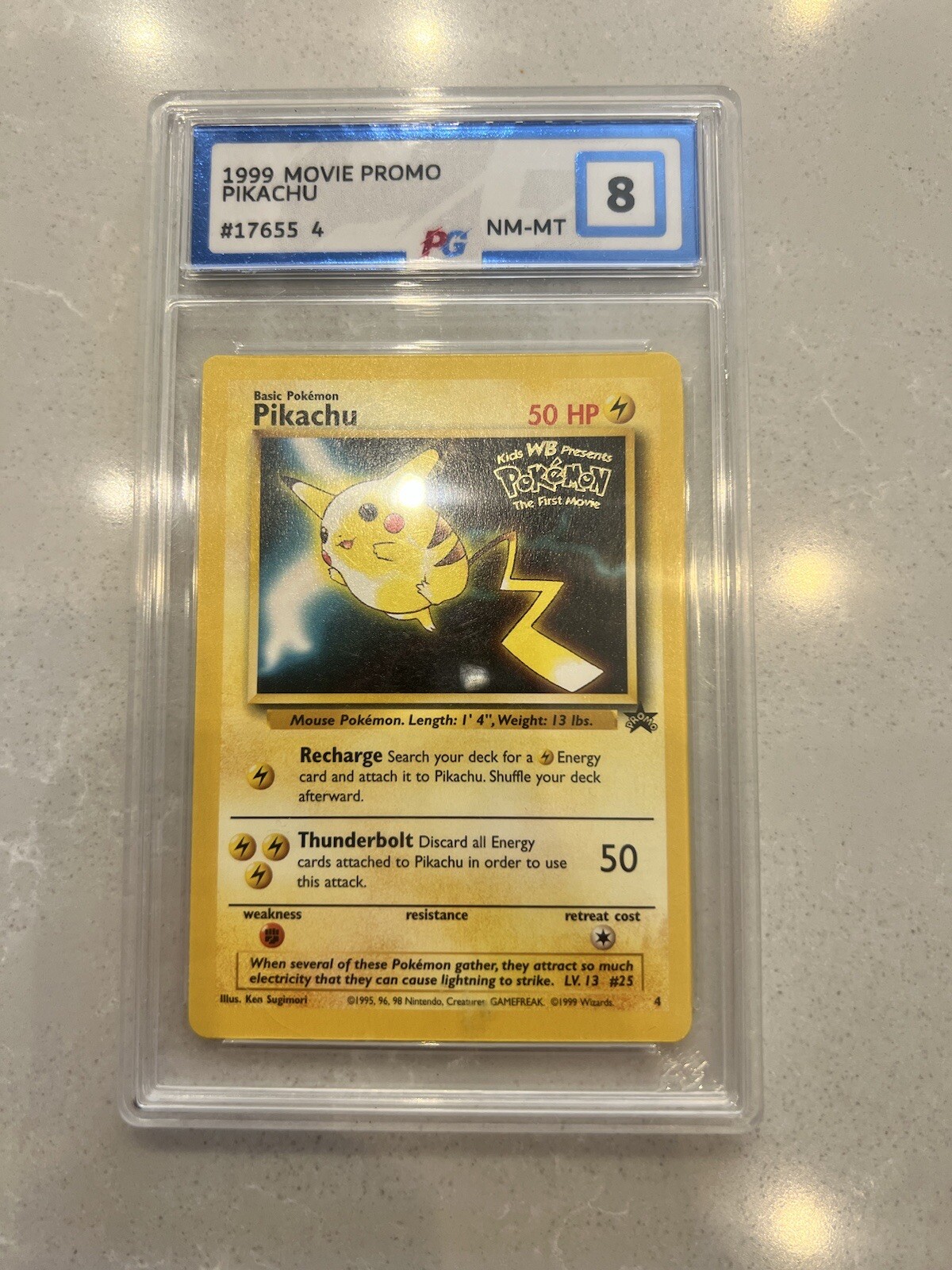 PG POKEGRADE 8 GRADE 1999 POKEMON MOVIE PROMO PIKACHU Animated Playing Card #4