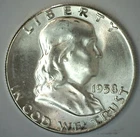 1958 Franklin BU Silver Half Dollar US 50c Coin Uncirculated Fifty Cents