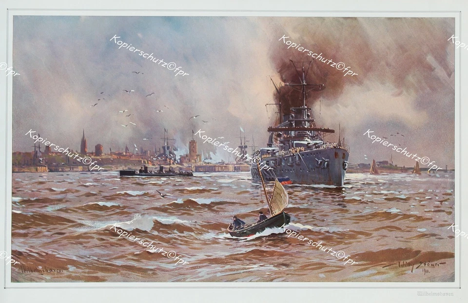 Willy Stöwer Wilhelmshaven Nordsee Jade Marine Zerstörer Torpedoboot Fregatte - Bild 1 von 1