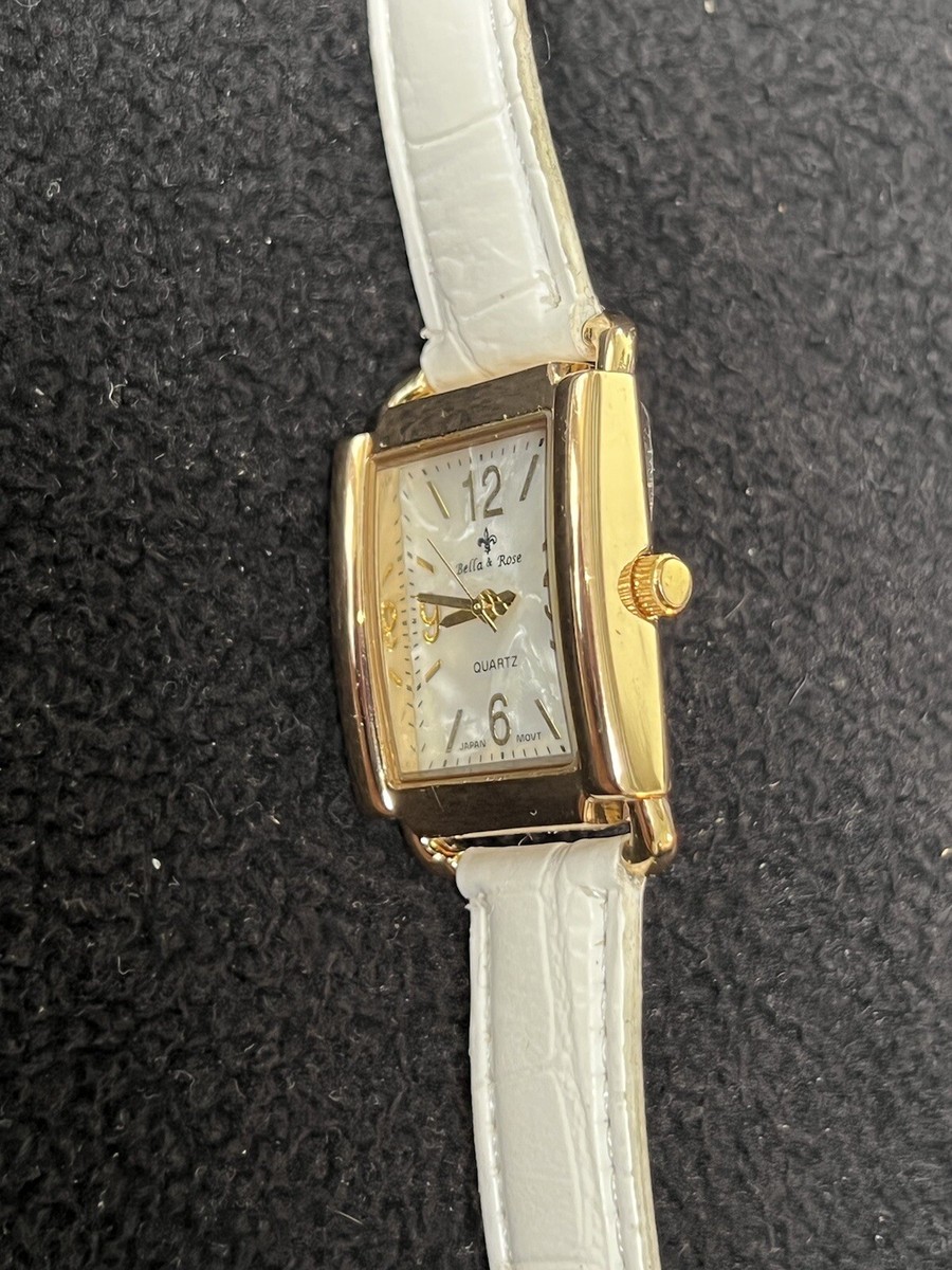 bella rose watch, ladies mother of pearl ,white face gold 