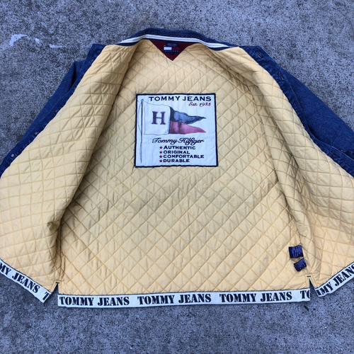 Vintage Tommy Hilfiger Jacket AdultLarge Blue Denim Jeans Logo Patch 90s Shirt - Picture 11 of 17