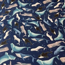 Illuminary Sea Patriot Whales Cotton Fabric - FQ Fat Quarter Or Continuous Cut