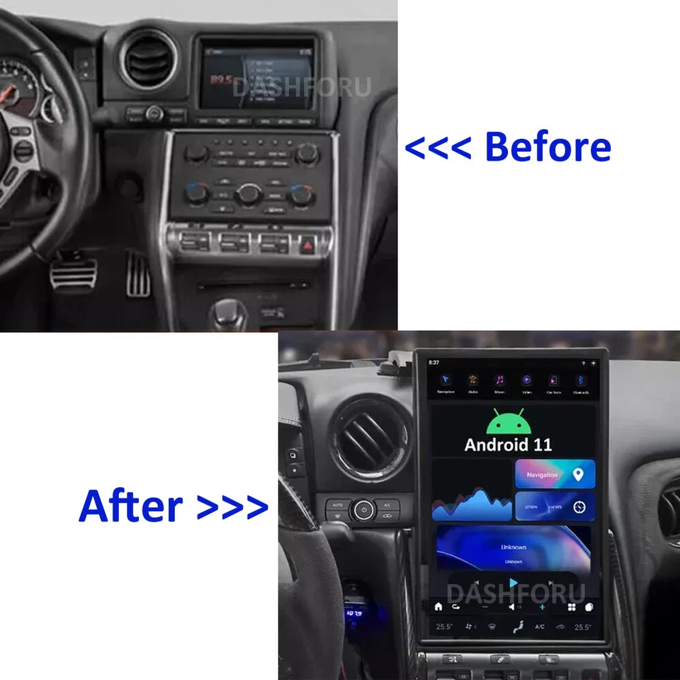 14.4" Android Tesla Style Radio Vertical Screen Car GPS For Nissan GTR 2008-2020 Foto 2 de 4