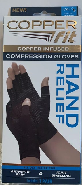 Copper Fit CFHRLXL111318 Hand Relief Compression Gloves ...