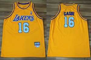 Los Angeles Lakers Pau Gasol T Shirt Jersey Nba Hardwood Classic Mitchell Ness Ebay
