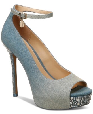 Thalia Sodi Libbie Embellished Ankle-Strap Platform Dress Pumps Color OmbreDemim