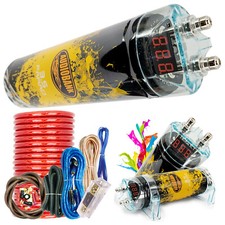 Car Audio 3.5 Farad Capacitor 3500 Watts Power 12V 3 Digit Display  4 Gauge KIT