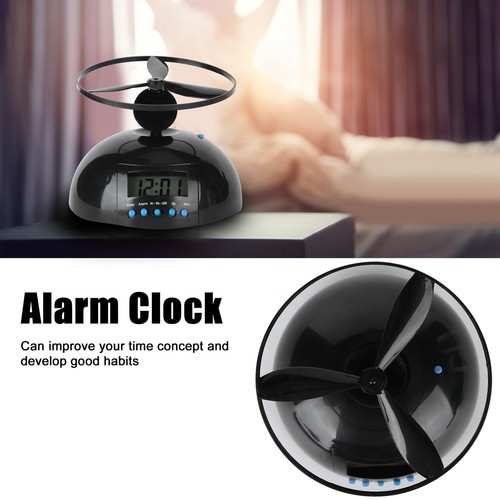 Alarm Clock Novelty Flying LCD Digital Portable Round Propeller Household - Picture 1 of 12