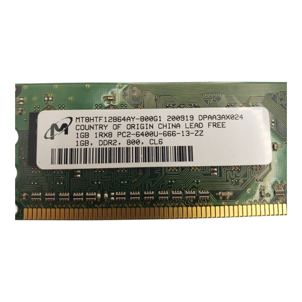 1GB PC2-6400 1 GB DIMM 800 MHz DDR2 SDRAM Memory RAM 404574-888 DDR2-800M Micron - Image 4 of 4