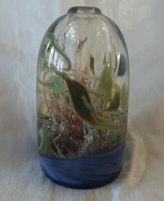 Vntg Leon Applebaum Art Glass Paperweight / Perfume Bottle? Controlled Bubbles
