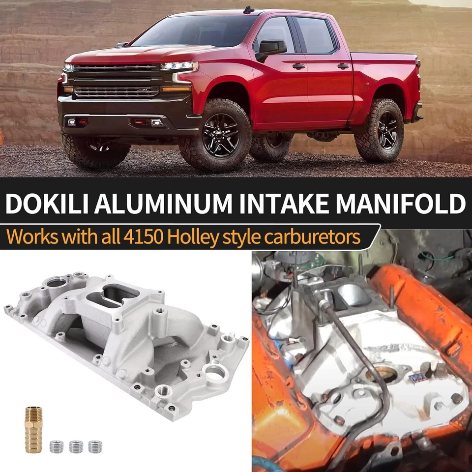 Dual Plane Vortec Air Gap Intake Manifold For Small Block Chevy SBC 350 1996+ Foto 3 de 4