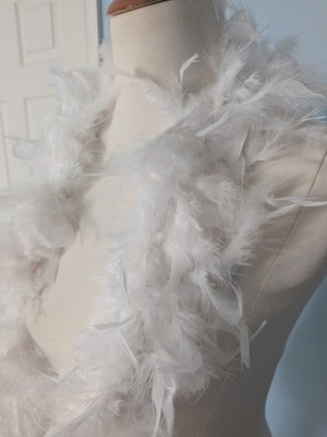 60g White Feather Boa 2 Yards Fluffy Boas for Party Wedding Xmas Tree Decoration