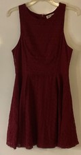 Monteau Cranberry Red Lace Whimsical Lined Sleeveless Dress Sz L