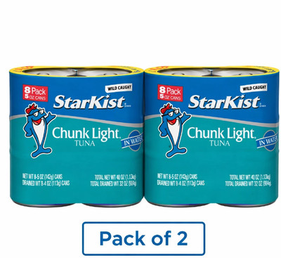 StarKist Chunk Light Tuna in Water, 5 oz, 8 Cans pack of 2