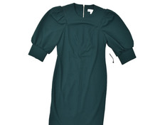 Women Dress Calvin Klein Women's 2P Petite Hunter Green Puff Sleeve Sheath NEW