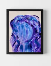 GUAJARDO Original Modern Expressionism Blue Woman 14X11 Paper Signed Art